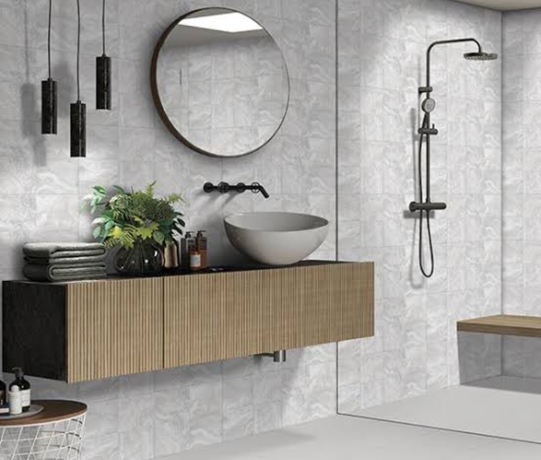 Elegant marble-look tile surfaces