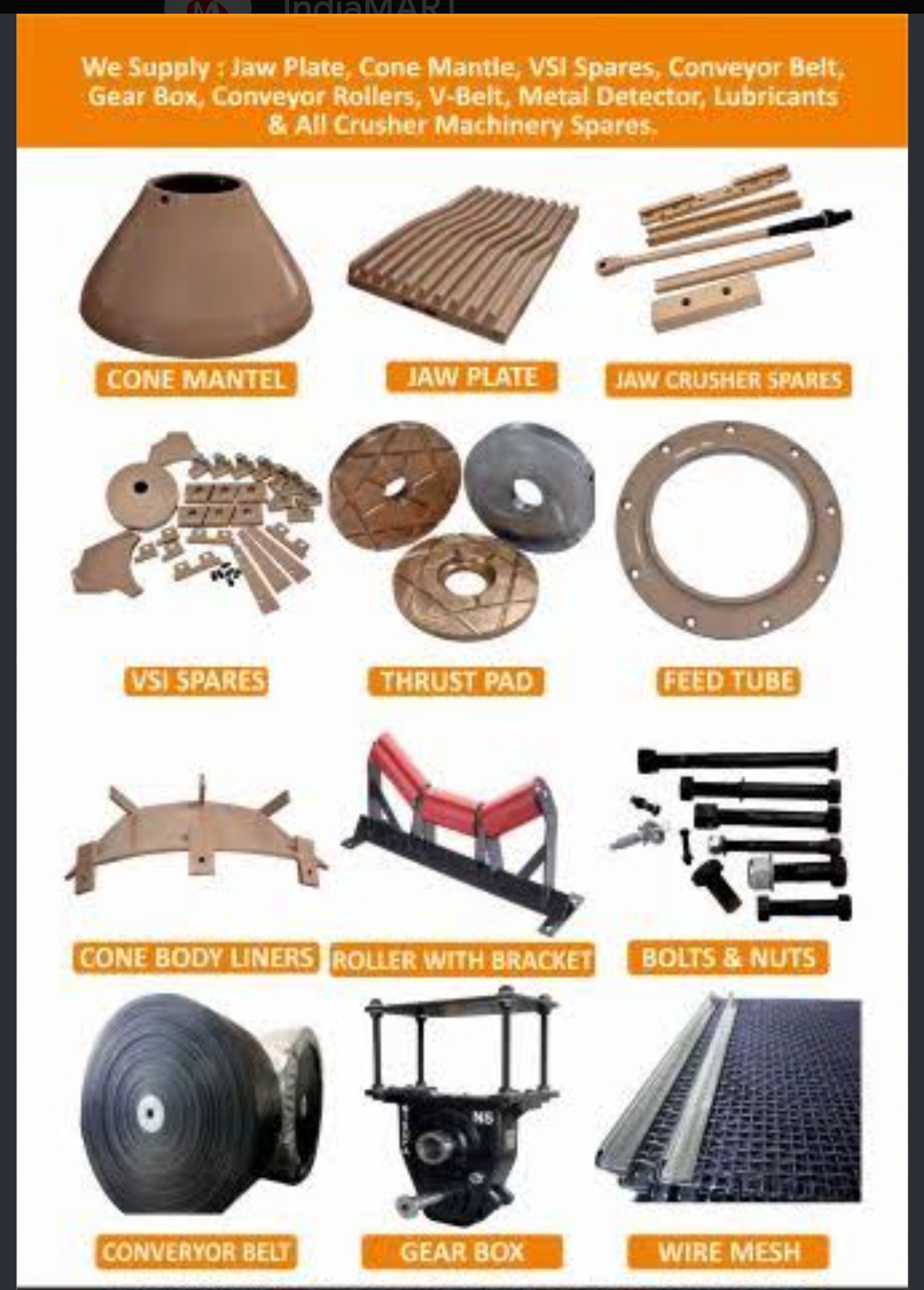 Crusher machinery and industrial spare parts