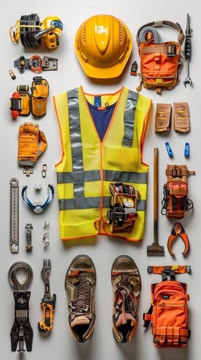Safety helmets, boots, gloves and protective gear